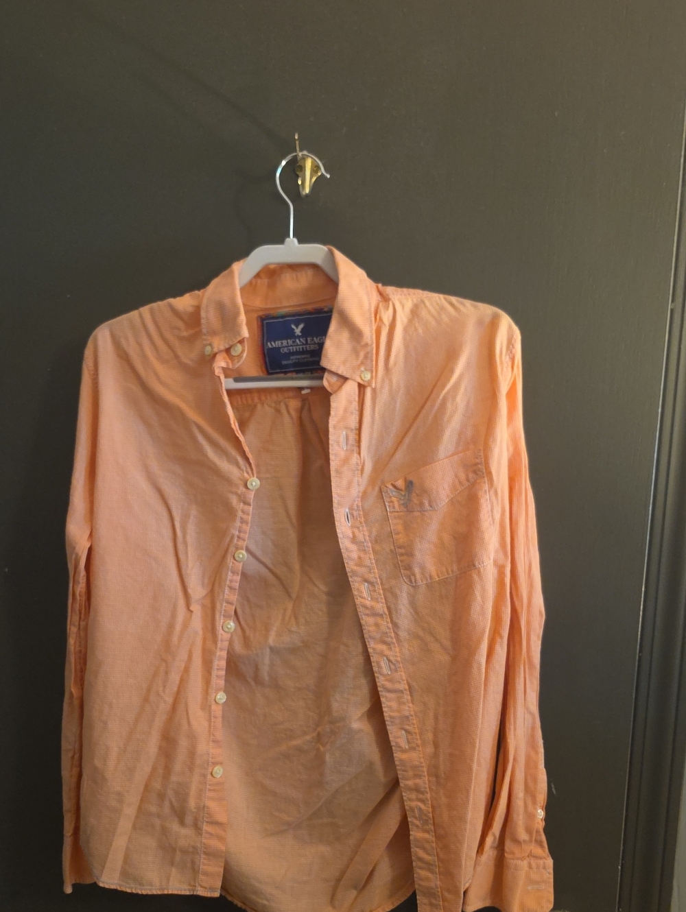 American Eagle Outfitters Peach Button-Down Long Sleeve Shirt